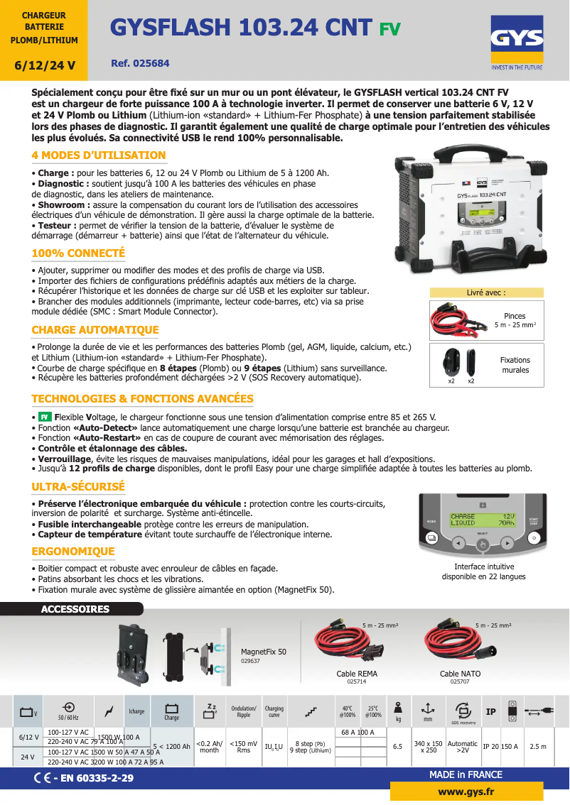 Page n°1 - Fiche technique GYS Gysflash 103.24 CNT FV