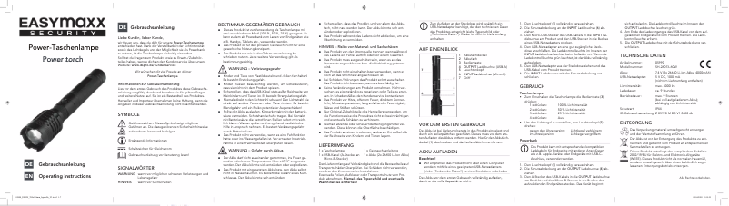 Page n°1 - Manuel utilisateur EasyMaxx Power Torch 05990
