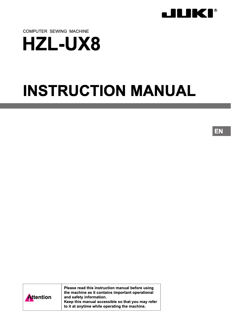 Image de la première page du manuel de l'appareil HZL-UX8