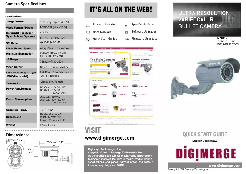 Page n°1 - Manuel utilisateur Digimerge Echelon DCB34DL