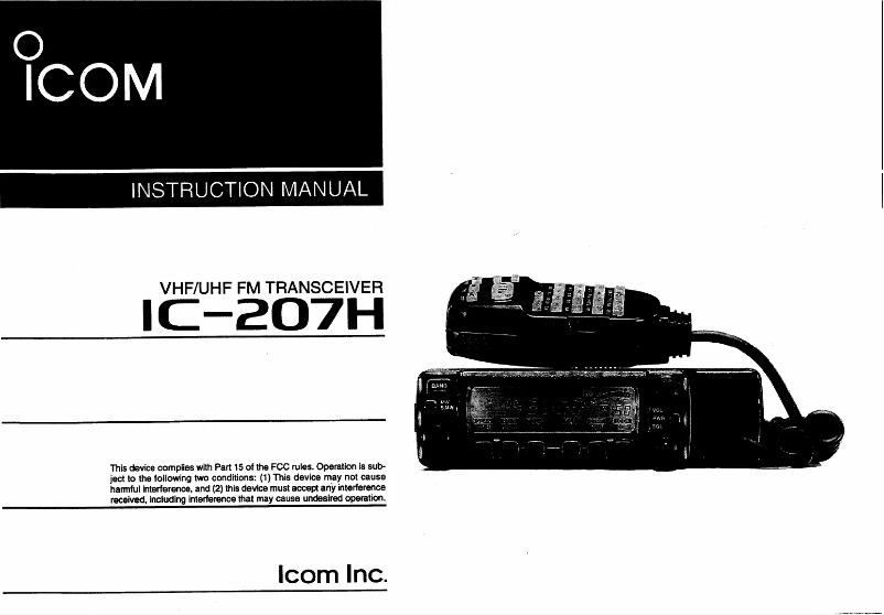Page n°1 - Manuel utilisateur ICOM IC-207H