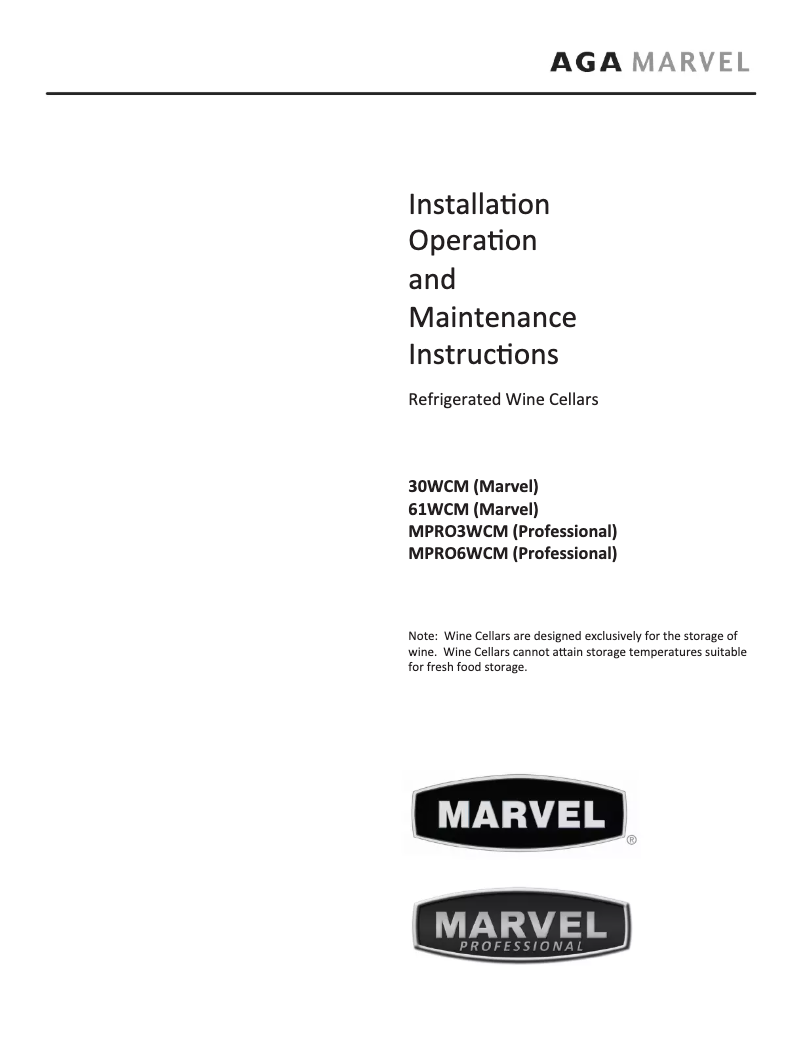 Page 1 de la notice Manuel utilisateur Marvel MPRO6WCM