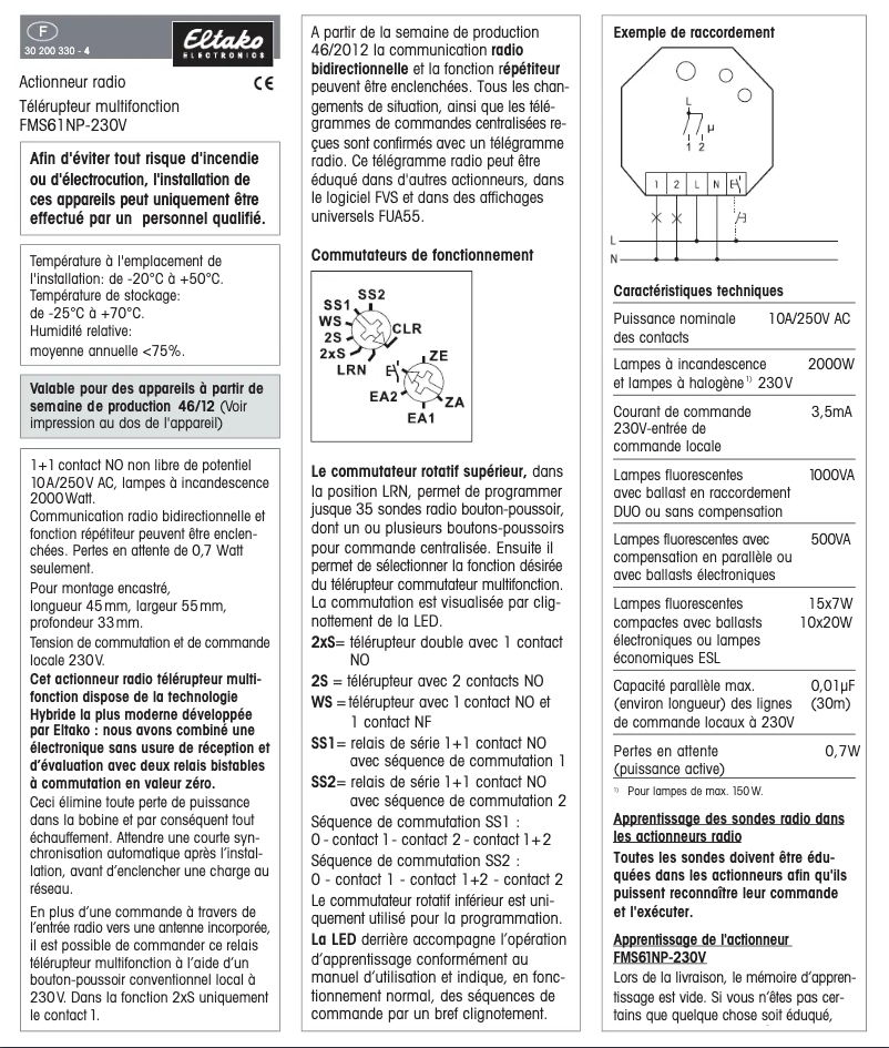Image de la première page du manuel de l'appareil FMS61NP-230V