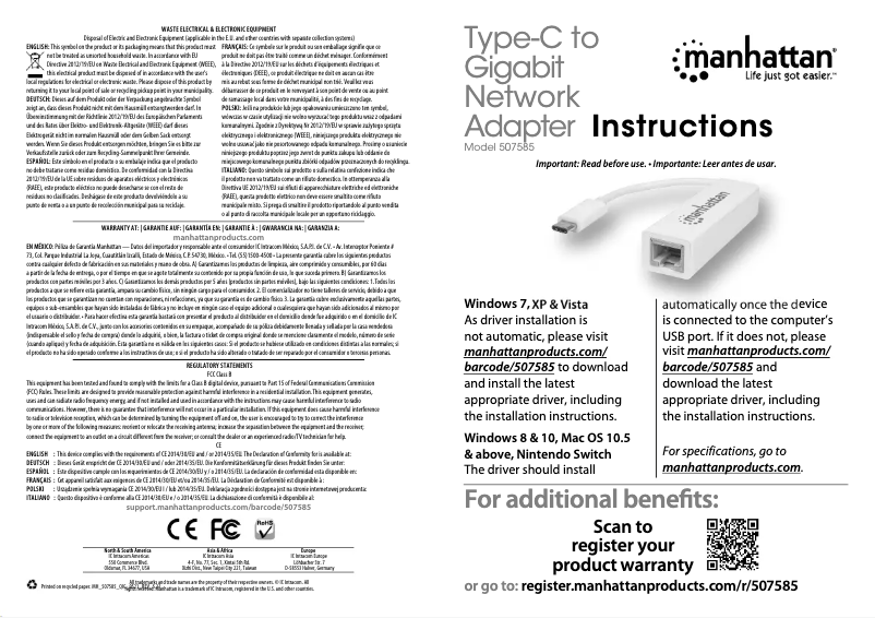 Page 1 de la notice Manuel utilisateur Manhattan 507585