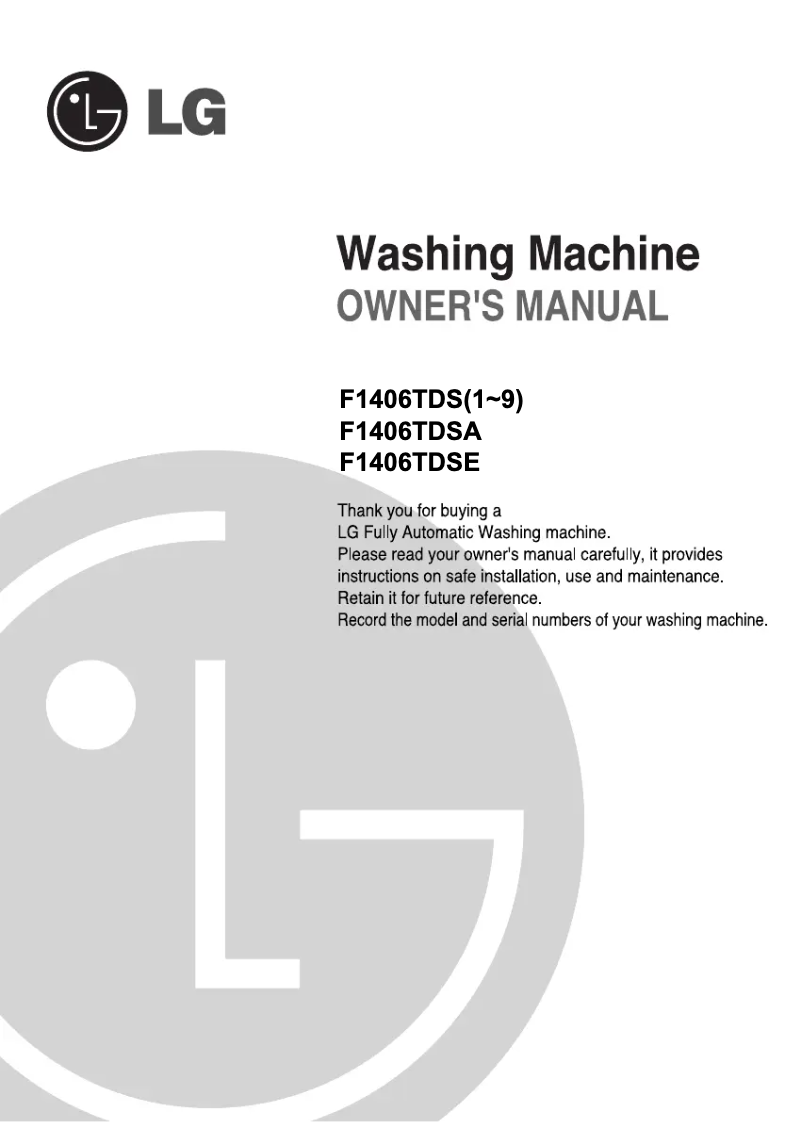 Page 1 of the manual User Manual LG F1406TDSE