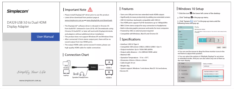 Page 1 de la notice Manuel utilisateur Simplecom DA329