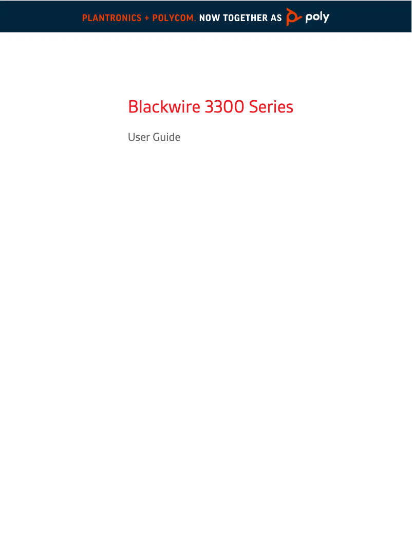 Page 1 de la notice Manuel utilisateur Plantronics Blackwire 3315