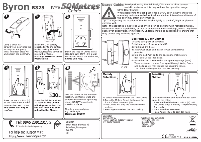 Page 1 de la notice Manuel utilisateur Byron B323