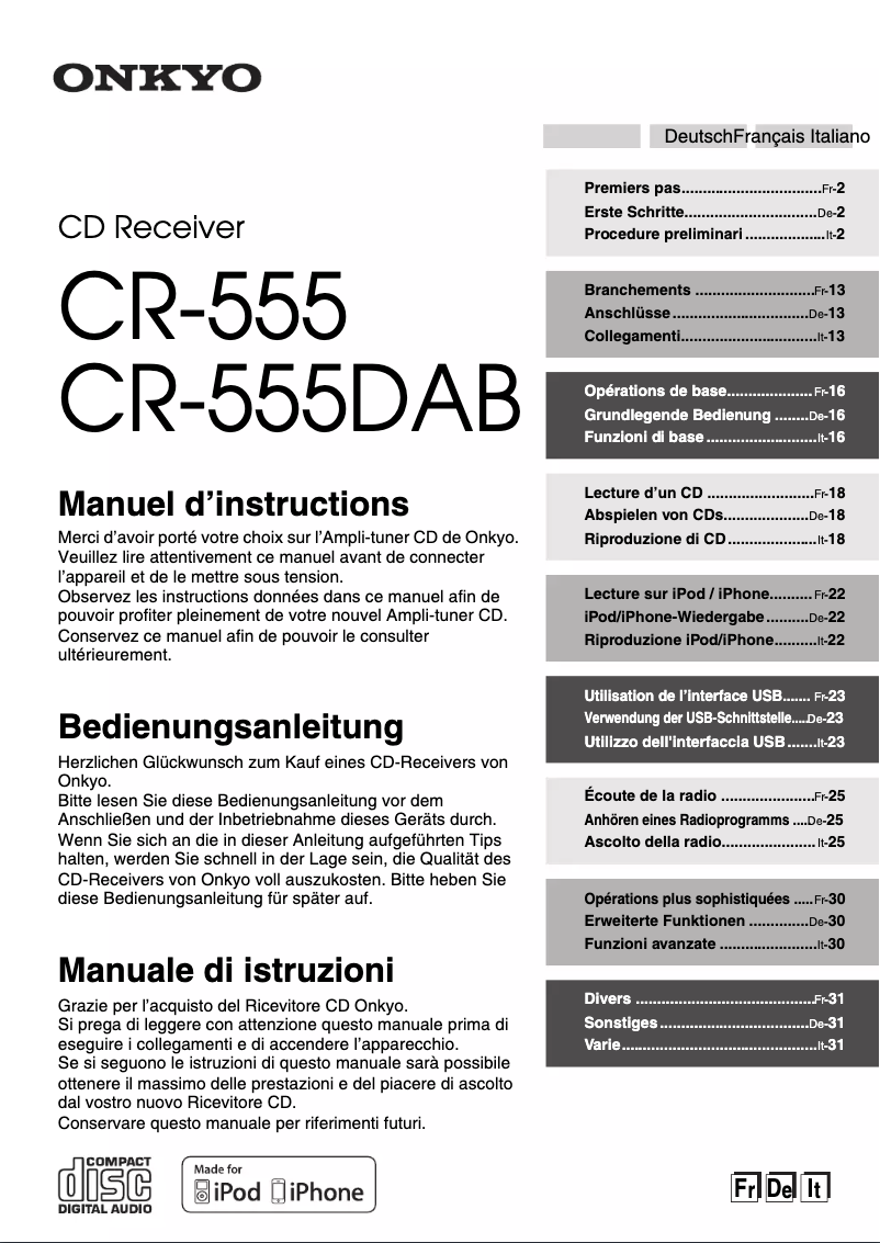 Image de la première page du manuel de l'appareil CR-555