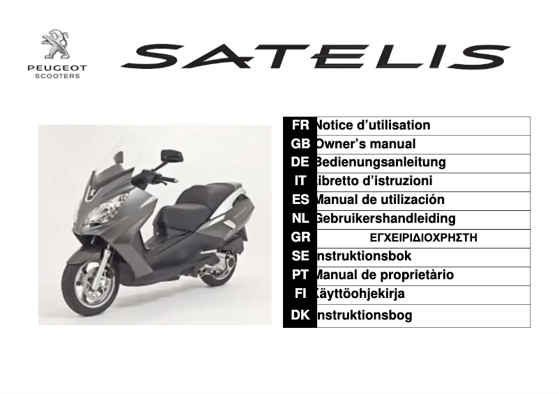 Page 1 de la notice Manuel utilisateur Peugeot Satelis 2 125cc