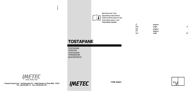 Page 1 de la notice Manuel utilisateur Imetec Dolcevita TS9