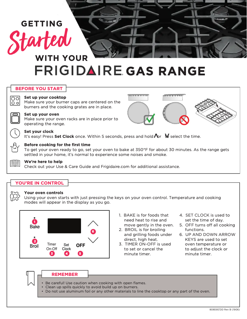Page 1 de la notice Guide de démarrage rapide Frigidaire FCRG305LAF