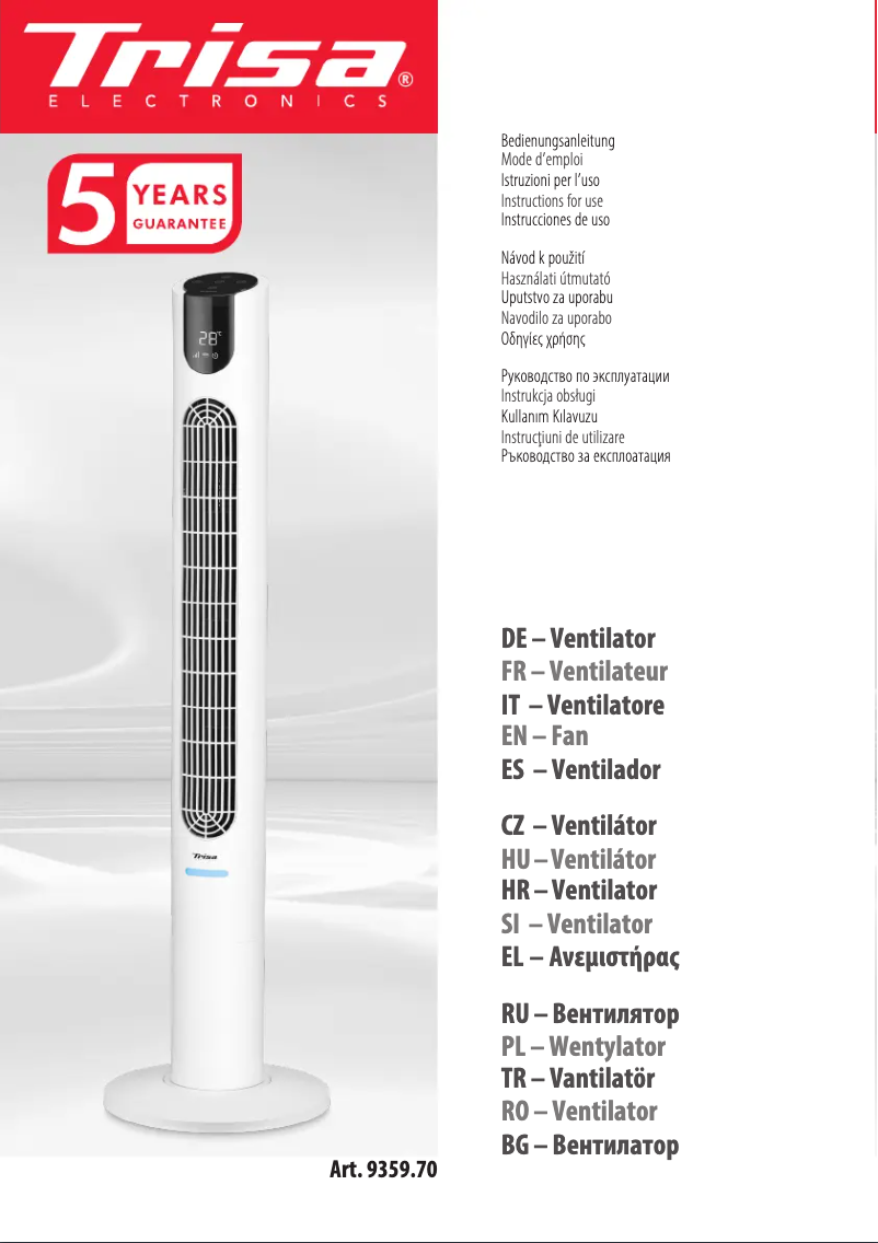 Page 1 de la notice Manuel utilisateur Trisa Comfort Breeze 9359.70
