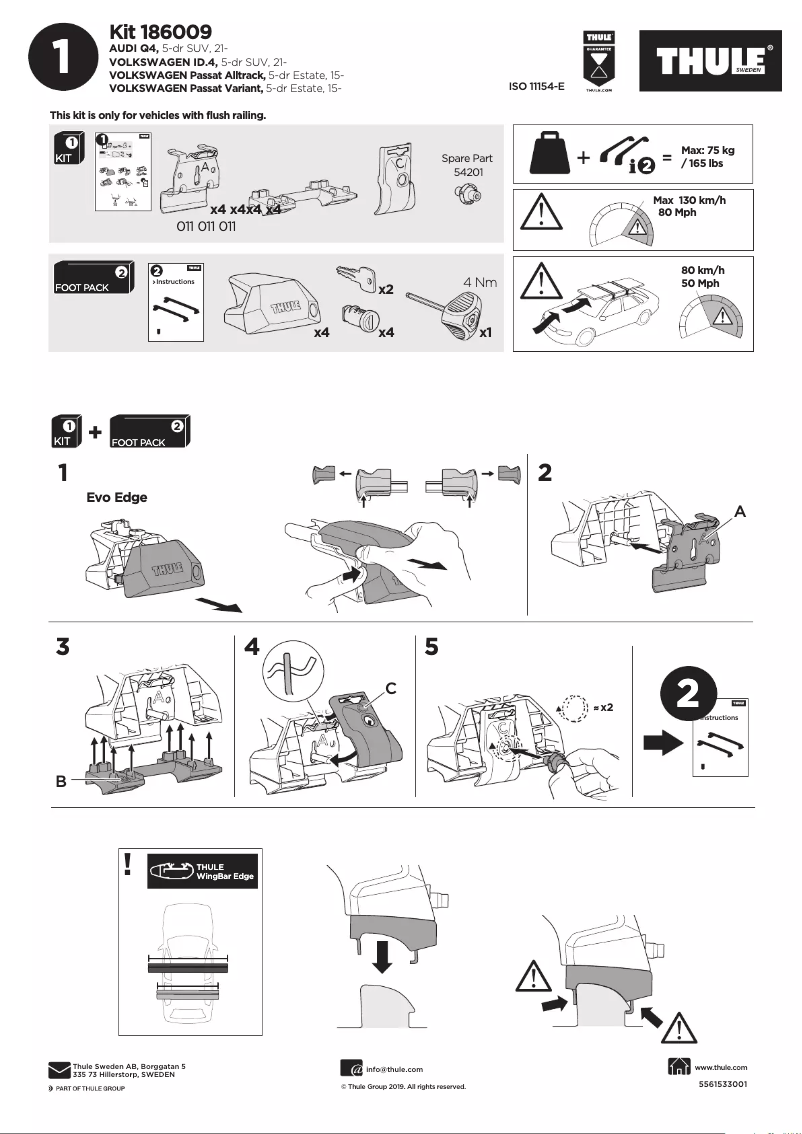 Page 1 de la notice Manuel utilisateur Thule Kit 186009