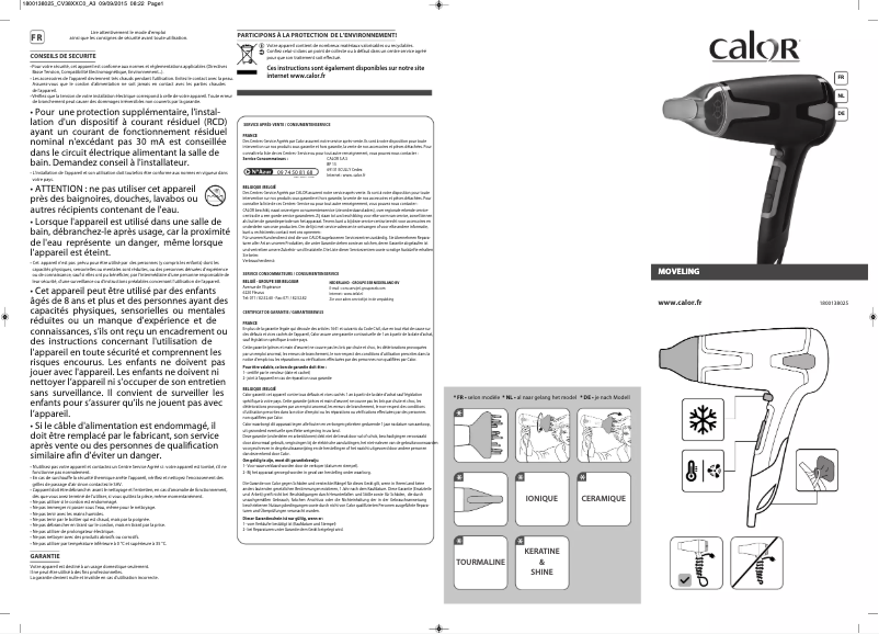 Page 1 de la notice Manuel utilisateur Calor Elite Moveling CV3812C0