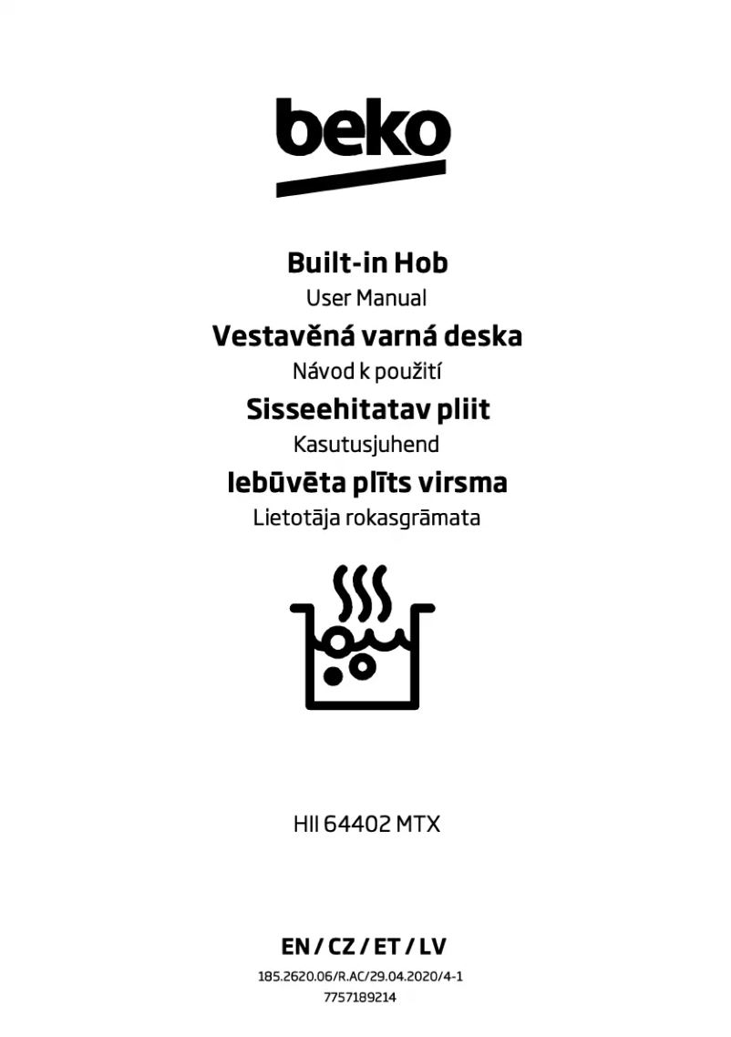 Page 1 de la notice Manuel utilisateur Beko HII 64402 MTX