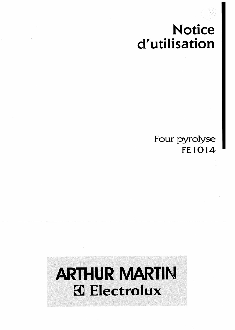Page n°1 - Manuel utilisateur Arthur Martin-Electrolux FE 1014 W1