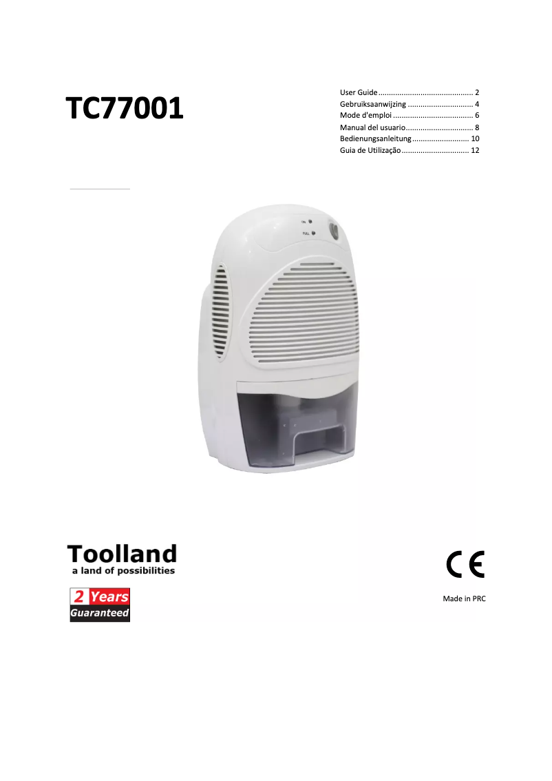 Page 1 de la notice Manuel utilisateur Toolland TC77001