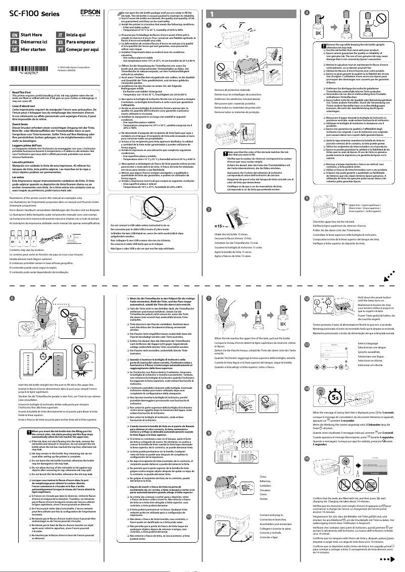Page n°1 - Guide d'installation Epson SC-F100