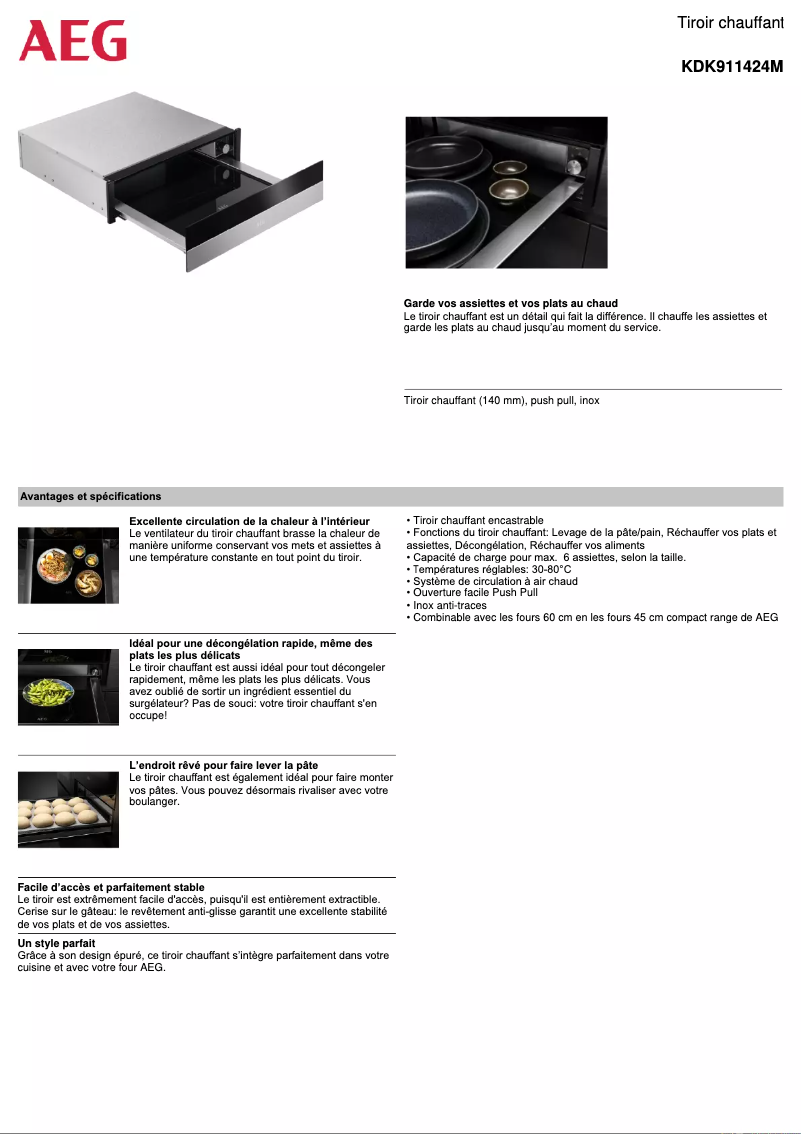 Page n°1 - Fiche technique AEG KDK911424M