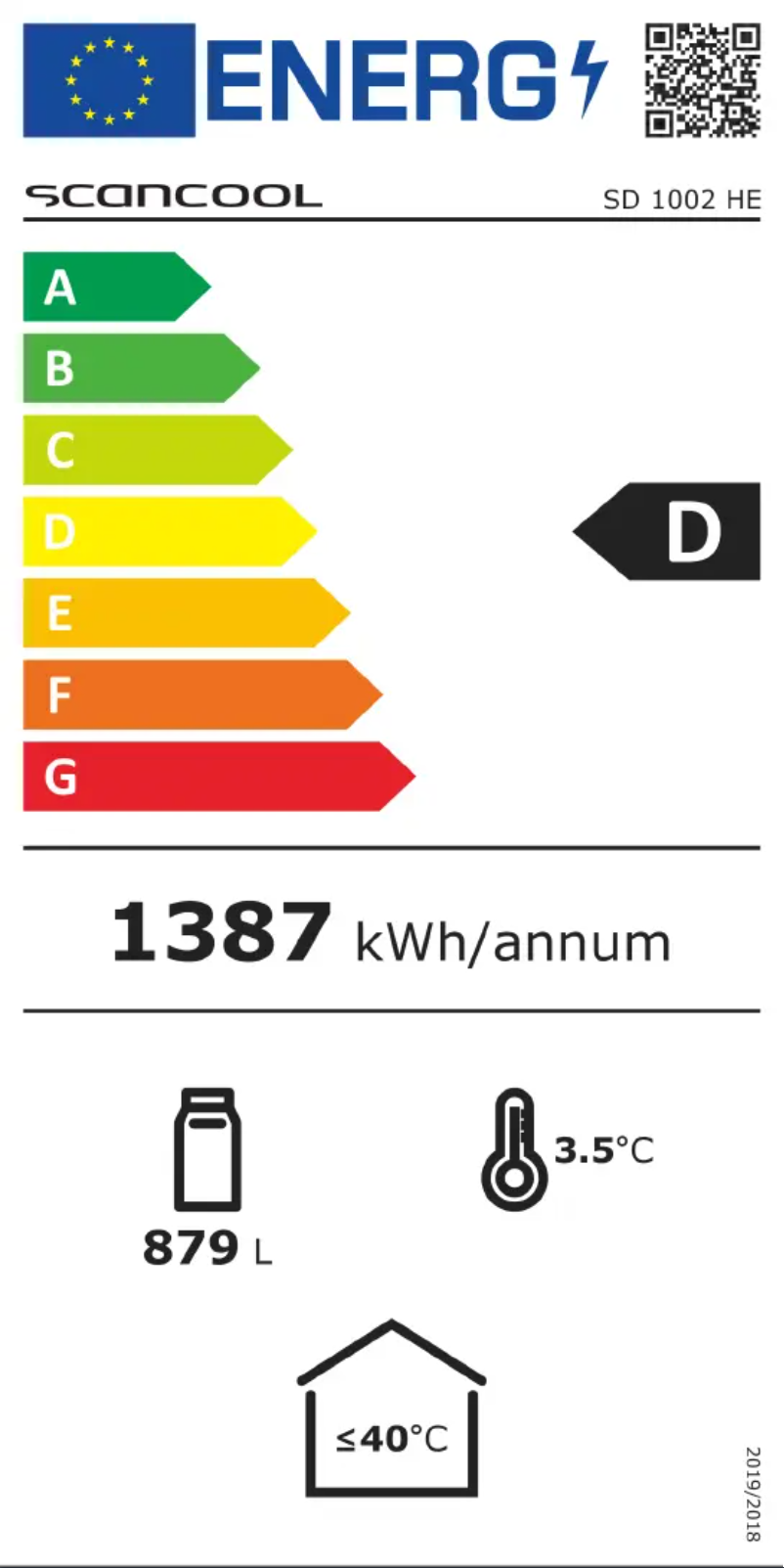 Page 1 de la notice Label énergétique Scancool SD 1002 HE