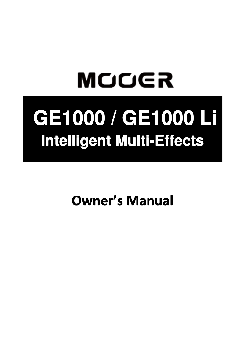 Page n°1 - Manuel utilisateur Mooer GE100