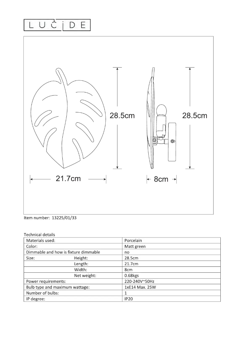 Image de la première page du manuel de l'appareil Liev 13225/01/33