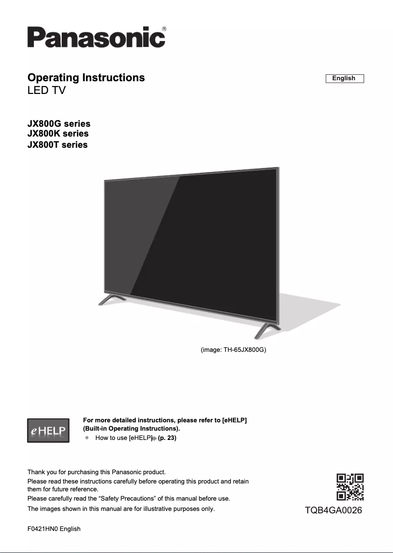 Página 1 del manual Manual de usuario Panasonic TH-49JX800K