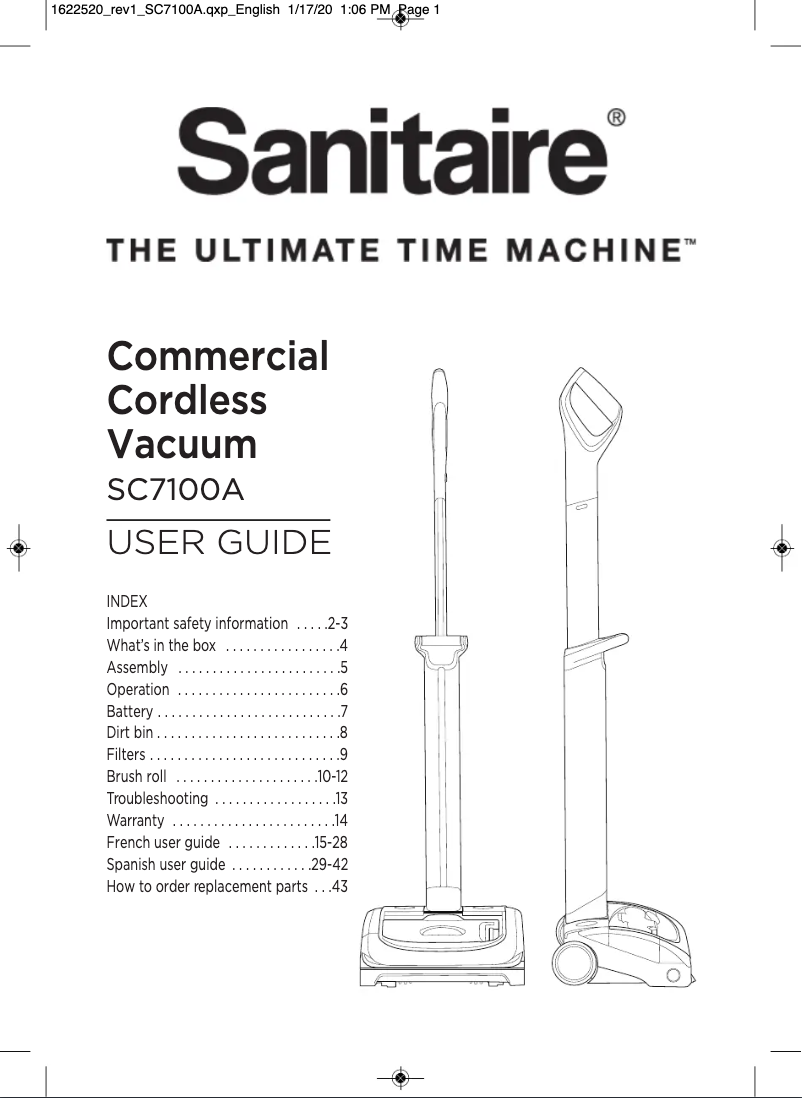 Page 1 de la notice Manuel utilisateur Sanitaire Tracer SC7100A