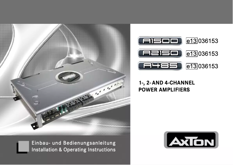 Page n°1 - Manuel utilisateur Axton A485