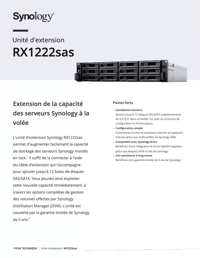 Page n°1 - Fiche technique Synology RX1222sas
