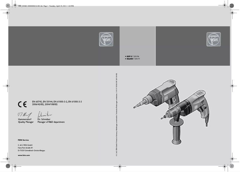 Page n°1 - Manuel utilisateur Fein ASse 636