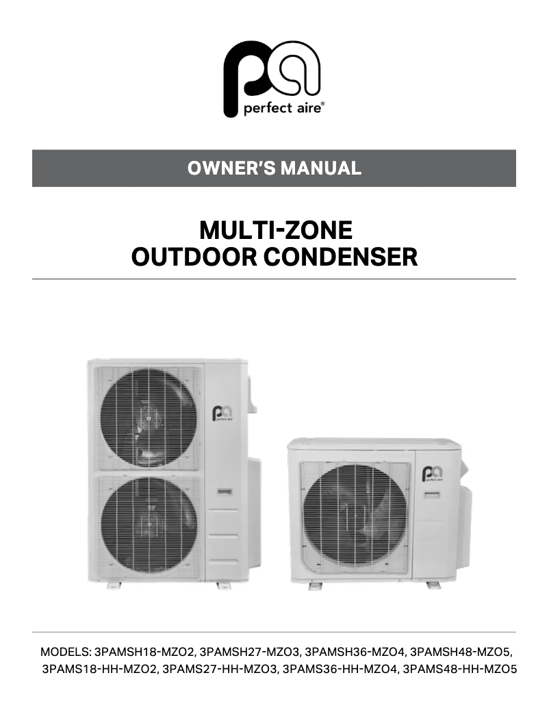 Page 1 de la notice Manuel utilisateur Perfect Aire 3PAMSH36-MZO4