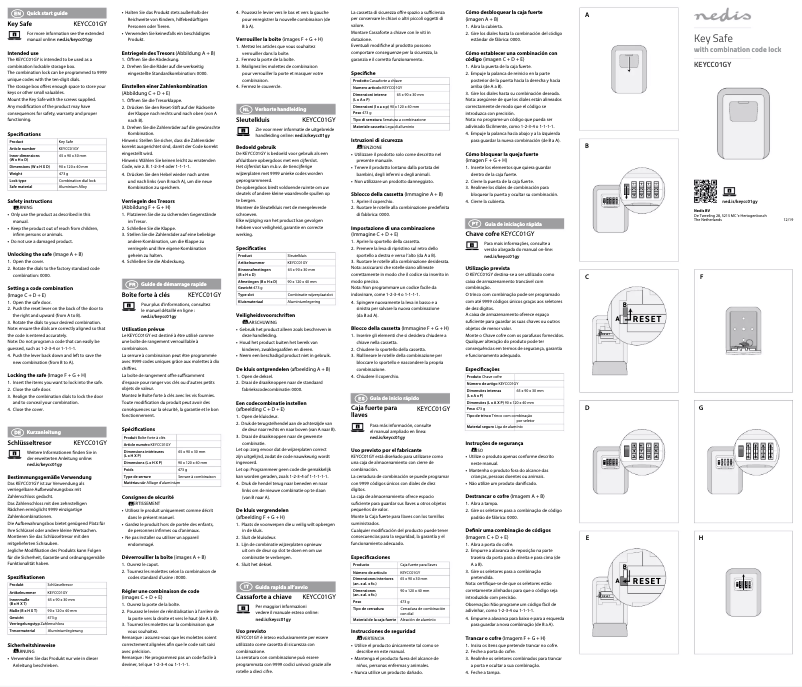 Page 1 de la notice Manuel utilisateur Nedis KEYCC01GY