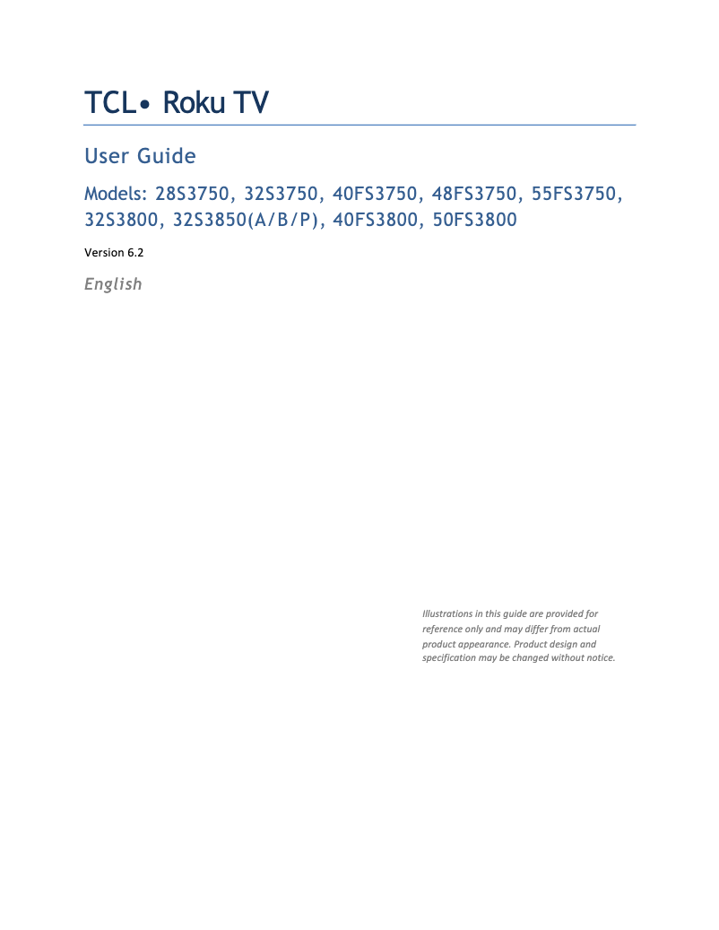 First page image of the manual for Roku 32S3750