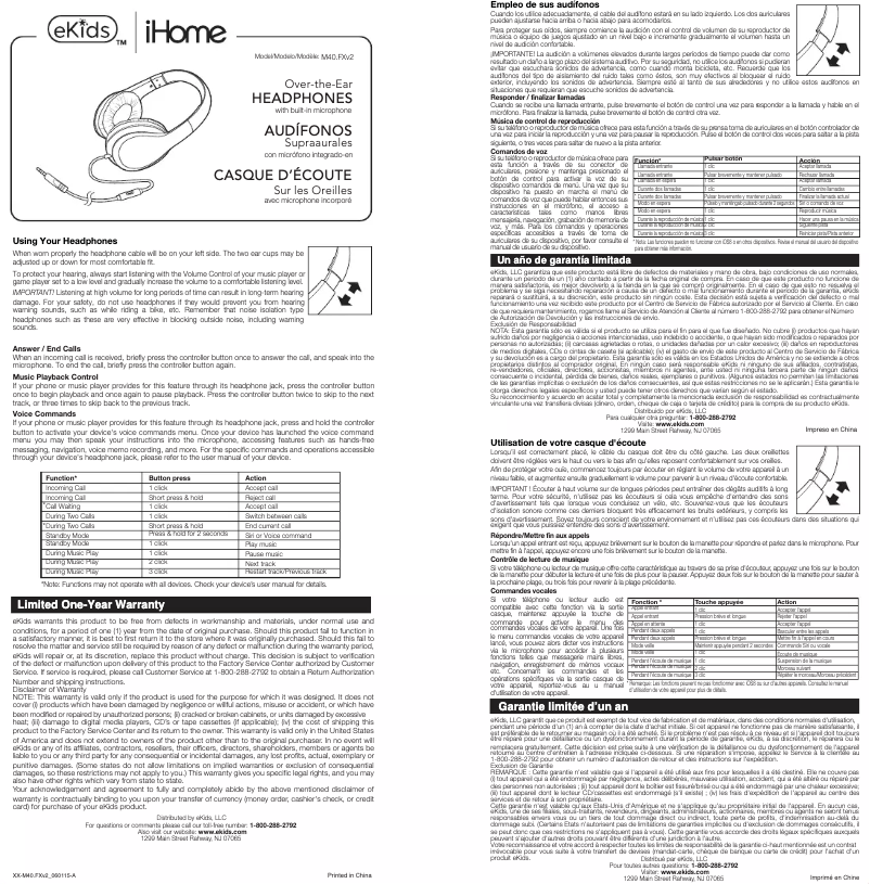 Page 1 de la notice Manuel utilisateur eKids M40.FXv2