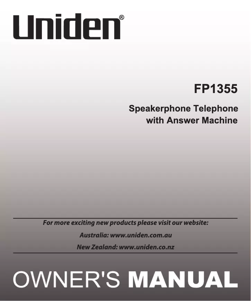 Page n°1 - Manuel utilisateur Uniden FP 1355