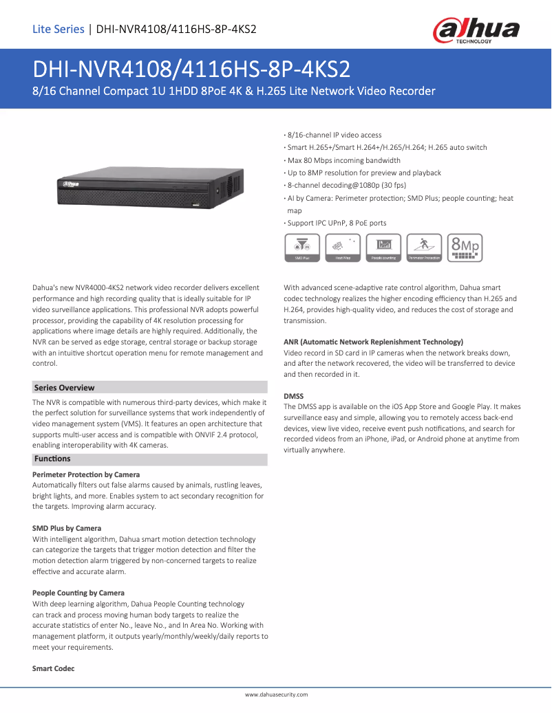 Image de la première page du manuel de l'appareil NVR4108-8P-4KS2