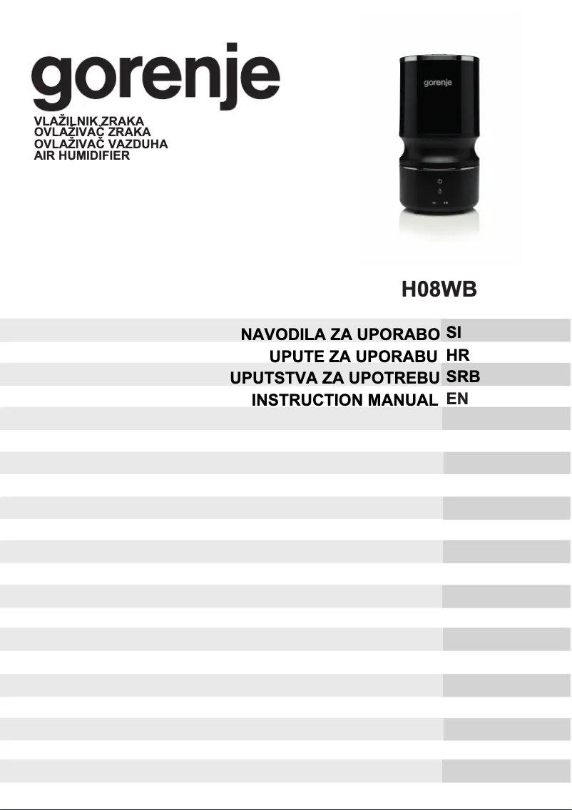 Page n°1 - Manuel utilisateur Gorenje H08WB