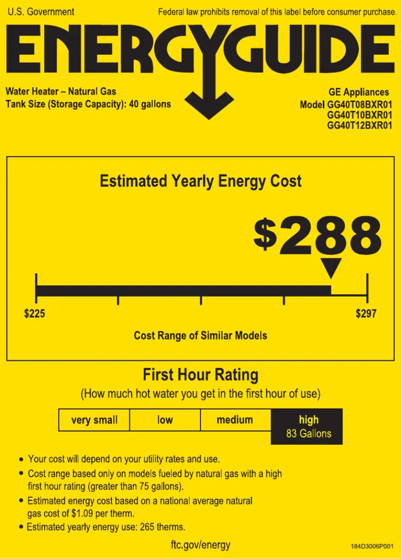 Page n°1 - Label énergétique GE GG40T12BXR