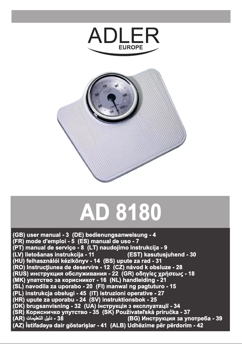 Page n°1 - Manuel utilisateur Adler AD 8180