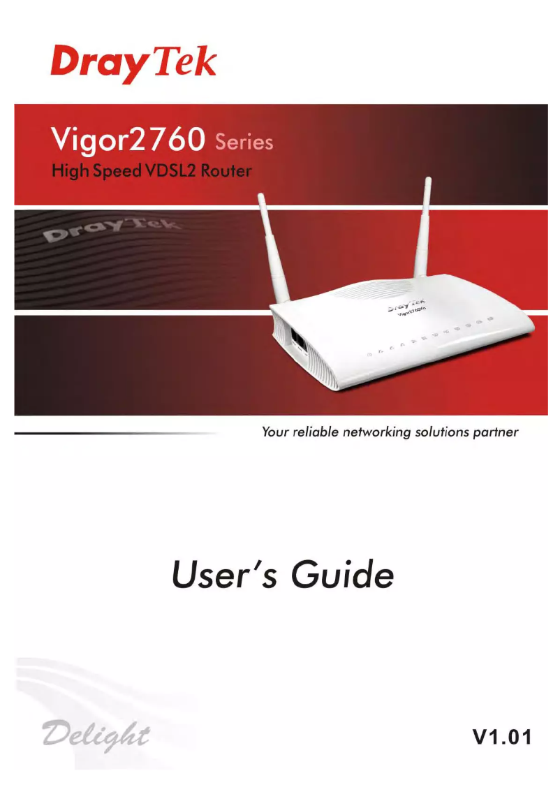 Page 1 de la notice Manuel utilisateur Draytek Vigor 2760