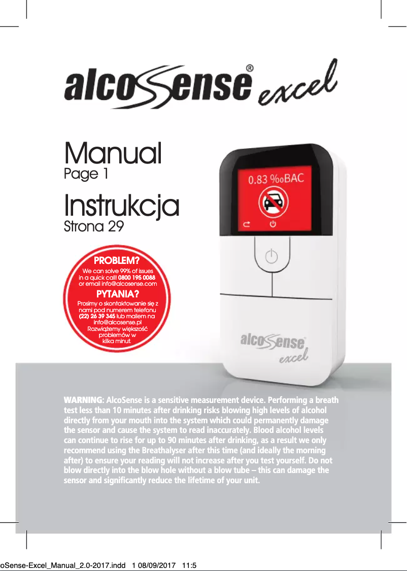 Page 1 de la notice Manuel utilisateur AlcoSense Excel