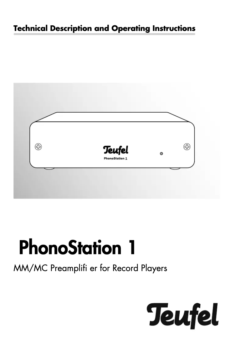 Image de la première page du manuel de l'appareil PhonoStation 1