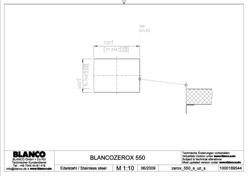 Page n°1 - Manuel utilisateur BLANCO ZEROX 550-U/N