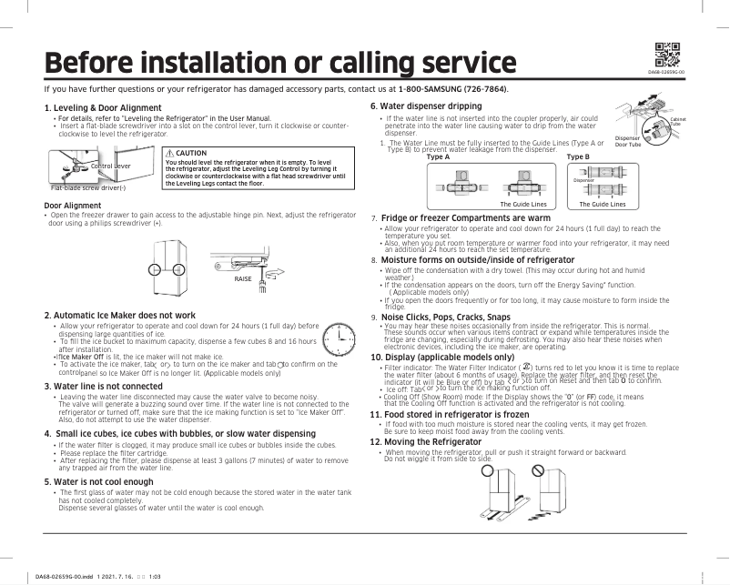 Page n°1 - Guide d'installation Samsung RF22A4221SR