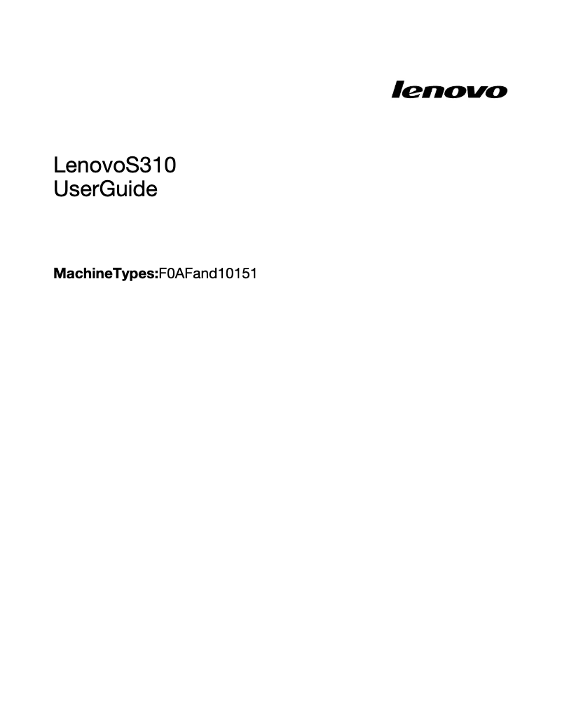 Page n°1 - Manuel utilisateur Lenovo IdeaPad S310