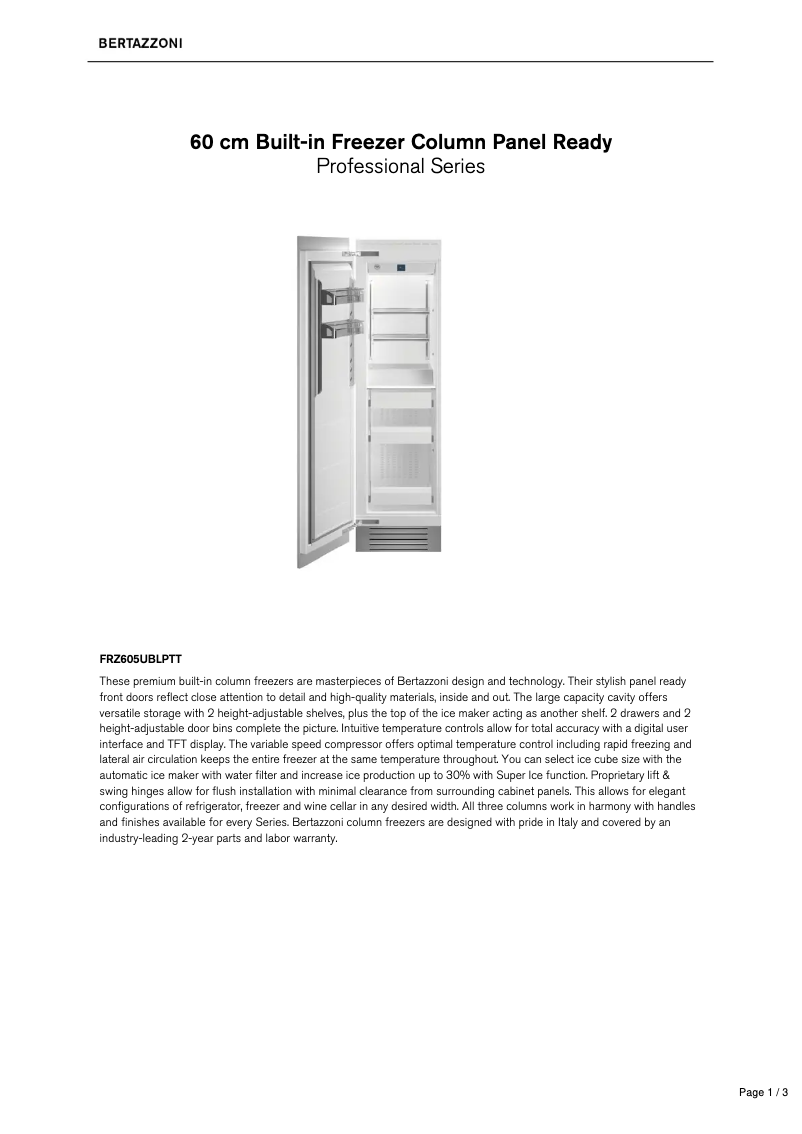 Image de la première page du manuel de l'appareil FRZ605UBLPTT