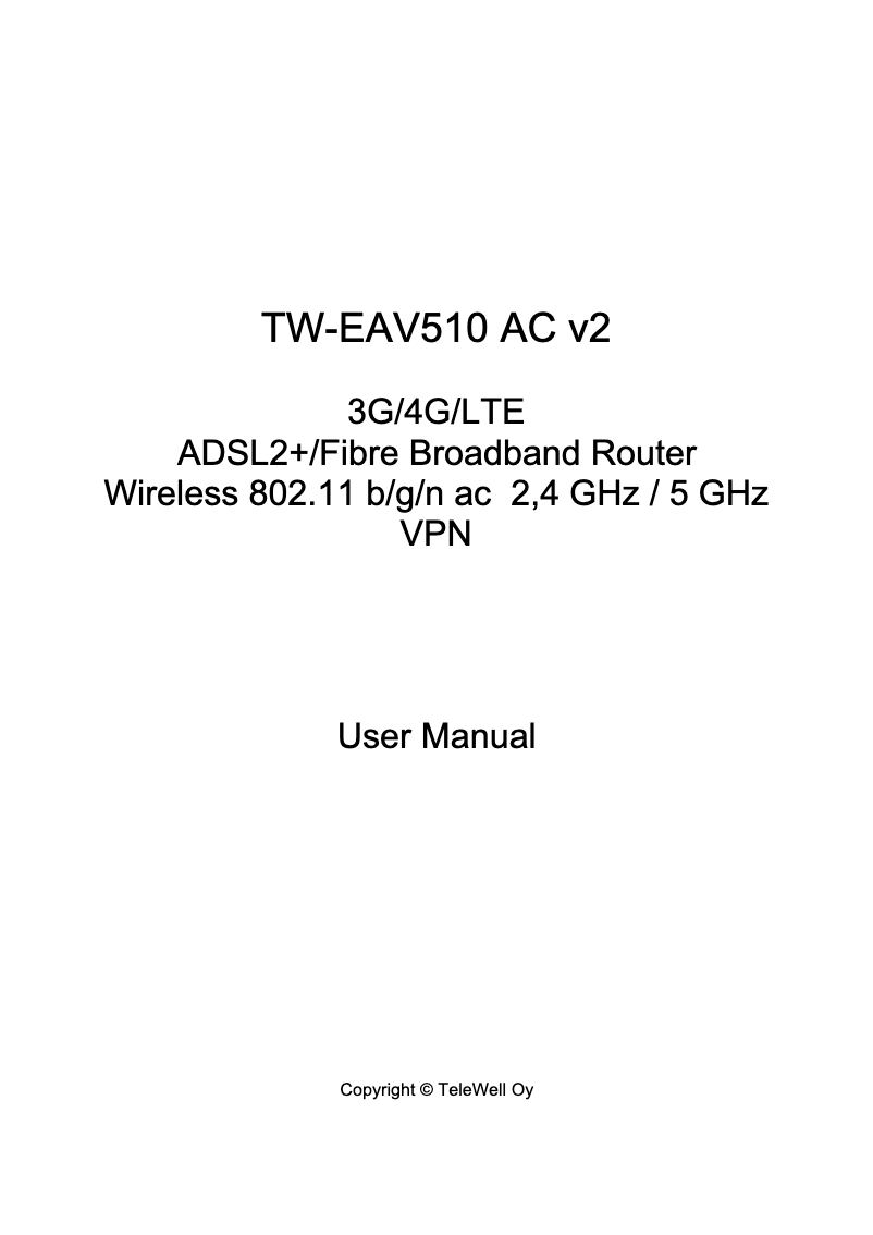 Page n°1 - Manuel utilisateur TeleWell TW-EAV510-AC V2