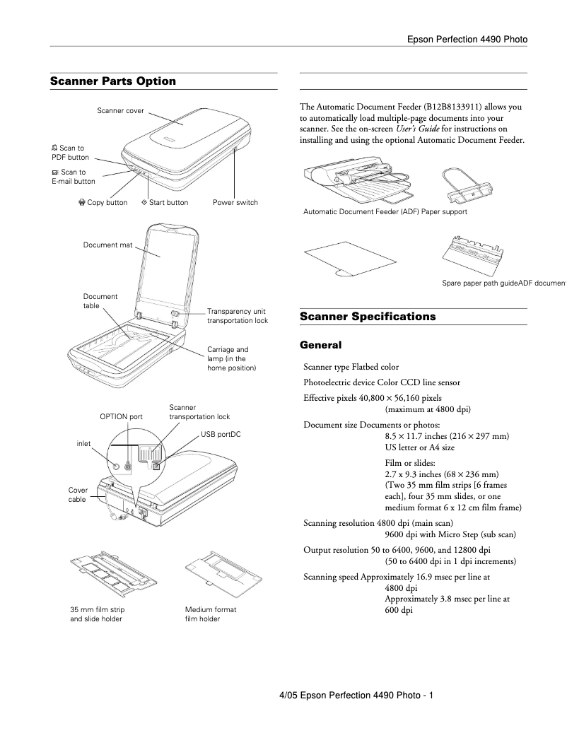Imagen de la primera página del manual del dispositivo Perfection 4490 Office